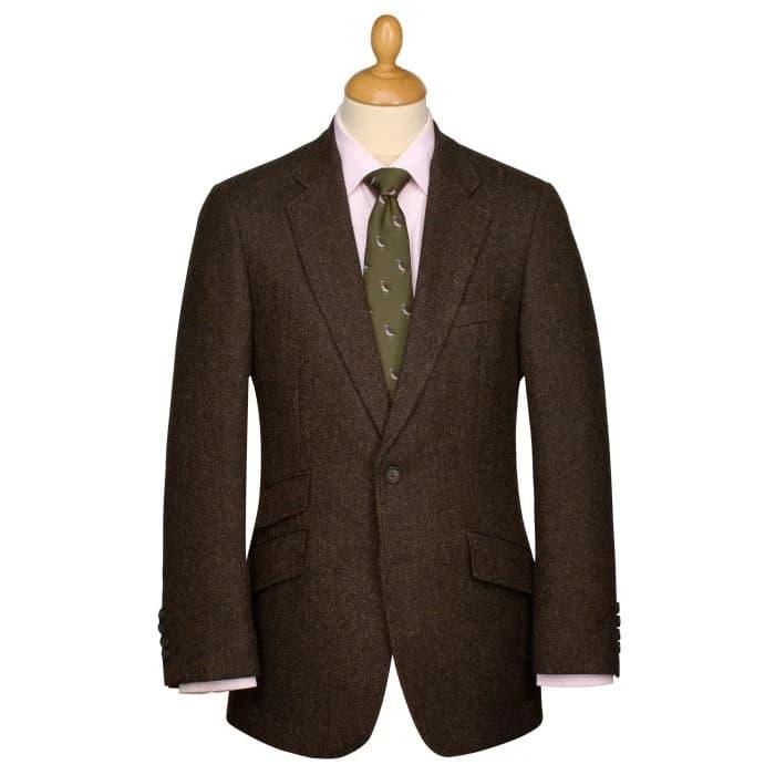 Haworth Herringbone Blazer — Chocolate Brown